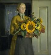 Michael Ancher Pigen med solsikkerne USA oil painting artist